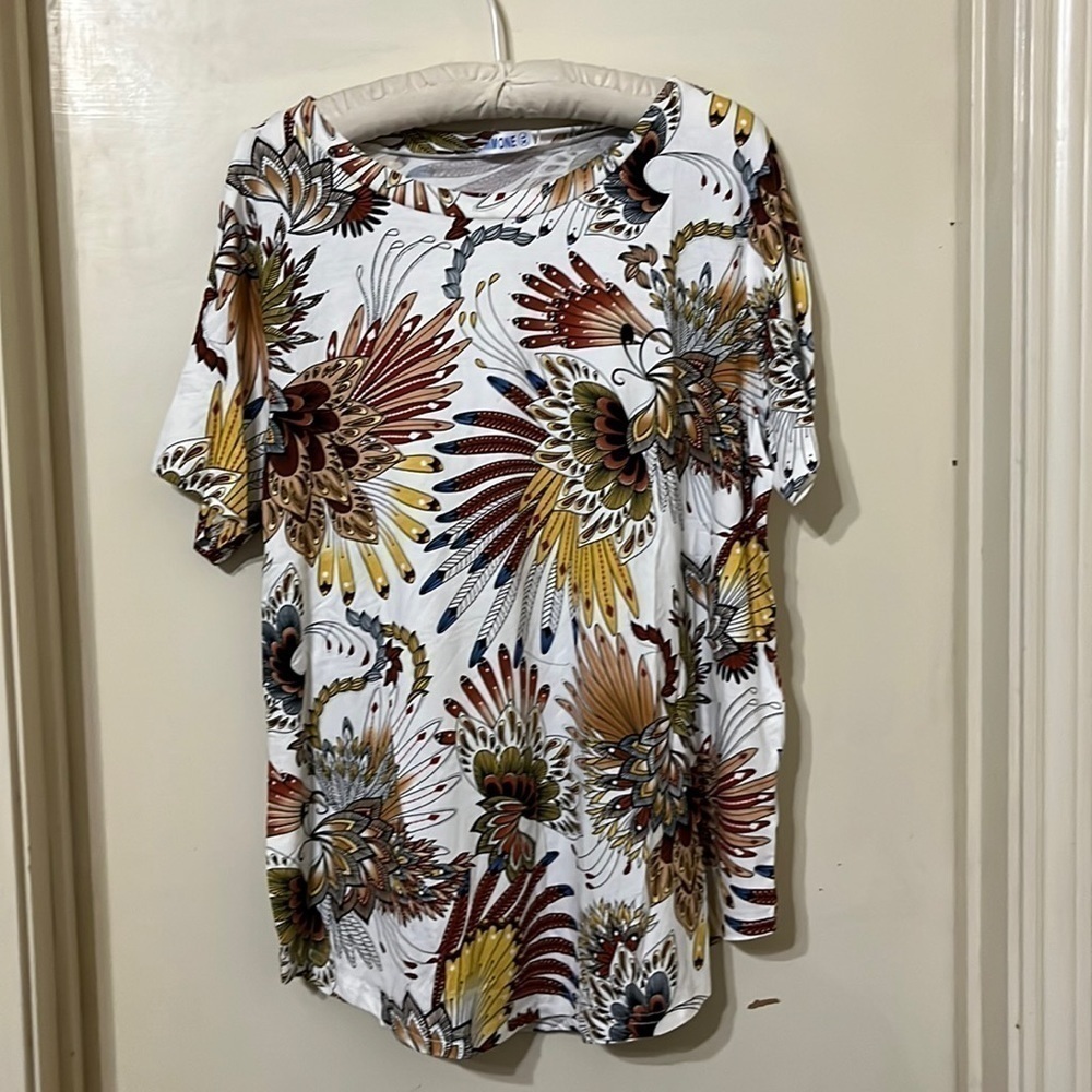Women's Short Sleeve Crewneck Tunic Tops Casual Loose Irregular Hem T-Shirts